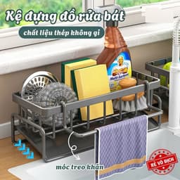 Giá Để Đồ Rửa Chén Bát Nhựa Sơn Tích Điện Chống Rỉ - Kệ Đựng Đồ Bồn Rửa Bát Tiện Lợi Kèm Khay Hứng Nước 2