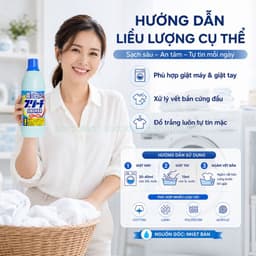 Nước Tẩy Trắng Quần Áo Rocket Nhật Bản - Đánh Bay Các Vết Bẩn Cứng Đầu, Giúp Áo Trắng Như Mới 5
