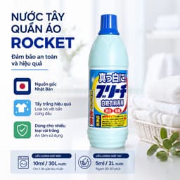 Nước Tẩy Trắng Quần Áo Rocket Nhật Bản - Đánh Bay Các Vết Bẩn Cứng Đầu, Giúp Áo Trắng Như Mới 2