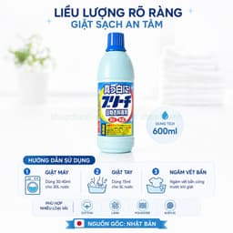 Nước Tẩy Trắng Quần Áo Rocket Nhật Bản - Đánh Bay Các Vết Bẩn Cứng Đầu, Giúp Áo Trắng Như Mới 4