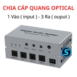 Bộ chia quang âm thanh, chia cáp quang, chia Optical Audio 1 ra 3, 3 vào 1 ra. Có điều khiển kèm theo 2