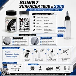 Sơn Lót Lacquer SUNIN7/MR HOBBY GAIA 60ml - Primer cho Mô Hình Gundam Bám Sơn Xuất Sắc, Che Khuyết Điểm (Trắng/Xám/Đen) 2