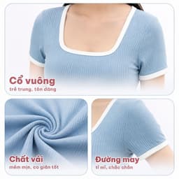[Có Bigsize 45-85kg] Áo Thun Nữ Cổ Vuông Viền Tay Ngắn Gân Co Giãn Tôn Dáng Dễ Thương LIMO MS069 2