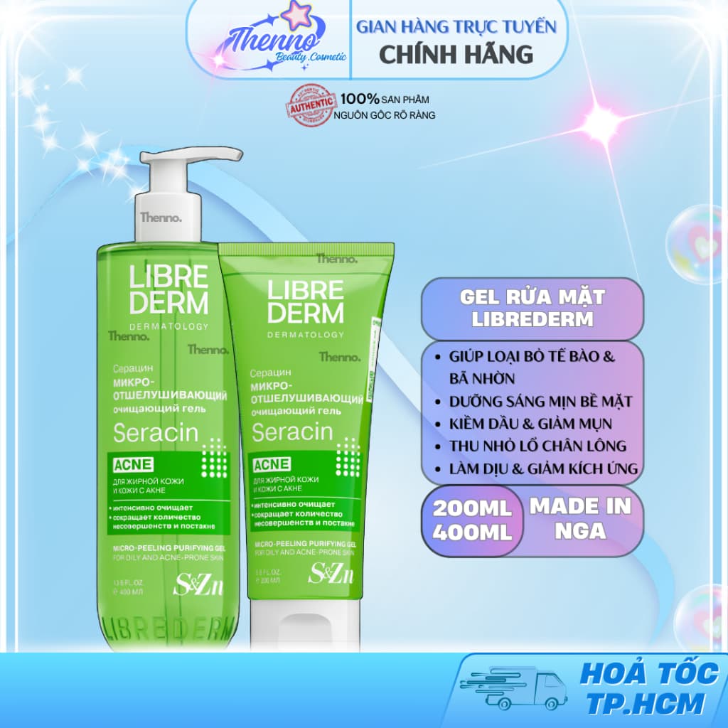 Gel Rửa Mặt Tẩy Tế Bào Chết Hỗ Trợ Giảm Mụn Mờ Thâm Mụn Librederm Seracin Micro-Peeling Purifying 200ml /400ml