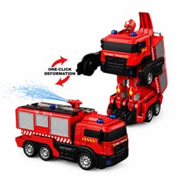 Xe cứu hoả điều khiển biến hình robot 2trong1 , có phun nước , đèn nhạc ,pin sạc 3