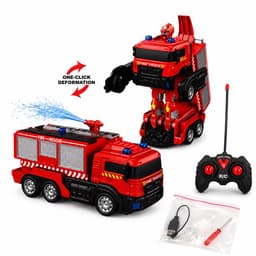 Xe cứu hoả điều khiển biến hình robot 2trong1 , có phun nước , đèn nhạc ,pin sạc 2