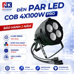 Đèn PAR COB NIKA 4x100W 4 mắt LED sân khấu điều khiển DMX và remote từ xa cho tiệc cưới, sự kiện 1