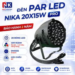 Đèn PAR LED NIKA 20x15W Full Color RGBW 4IN1 có vàng nắng DMX chỉnh tay cho sân khấu khiển remot 1