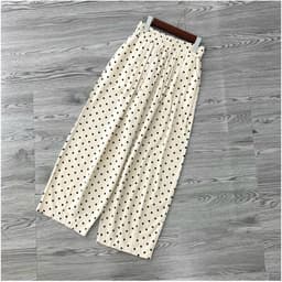 Quần Chấm Bi Nữ Dáng Rộng Lưng Thun Thoải Mái - Quần Dài Nữ Co Giãn Phù Hợp Mặc Nhà, Đi Chơi 7