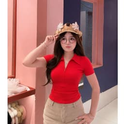 [Có Bigsize 45-85kg] Áo Thun Có Khóa Kéo Nữ Tay Ngắn Ôm Body Áo Polo Dây Kéo Form Ôm Dáng LiMo MS270 5