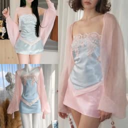 Set Áo Lụa Queeen Thêu Ren Phối Chân Váy A Kèm Áo Choàng Tơ Hottrend Miền Tây 1