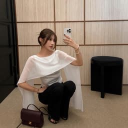 Áo Kiểu Nữ Thiết Kế Tà Bay Che Bắp Tay Đơn Giản, Thanh Lịch 1