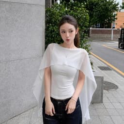 Áo Kiểu Nữ Thiết Kế Tà Bay Che Bắp Tay Đơn Giản, Thanh Lịch 2