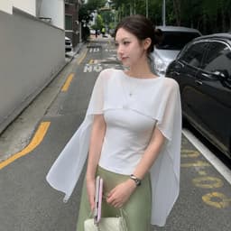 Áo Kiểu Nữ Thiết Kế Tà Bay Che Bắp Tay Đơn Giản, Thanh Lịch 5