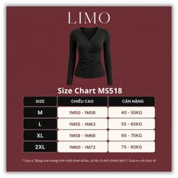 [Có Bigsize 45-85kg] Áo Thun Nữ LIMO MS518 Tay Dài Cổ V Đắp Chéo Form Ôm Body Tôn Dáng Co Giãn 9