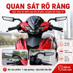 Gương cánh én V1, gương chiếu hậu hợp kim nhôm dáng thể thao, chống rung nhỏ gọn phù hợp nhiều dòng xe lắp đặt dễ dàng 2