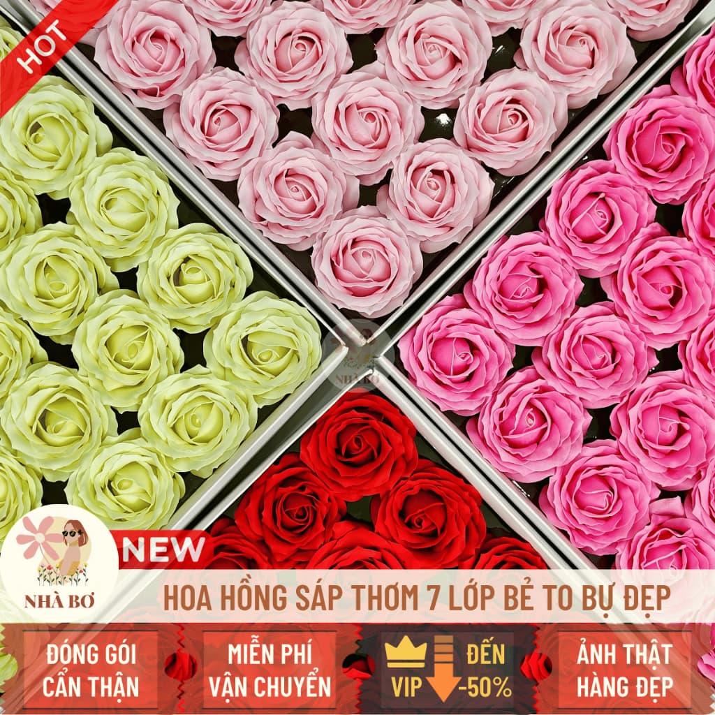 !! 25 75 125 hoa hồng sáp thơm 7 lớp đủ màu không dập bẻ to đẹp trang trí handmade - Hoa Sáp Nhà Bơ