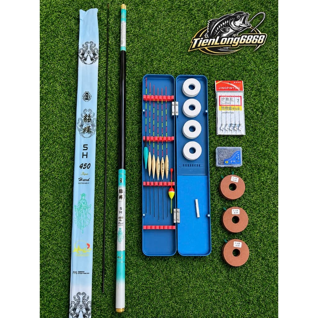 Bộ Combo Cần Câu Tay Điêu Thuyền 5H Tải Cá 7kg Kèm Đầy Đủ Phụ Kiện Về Chỉ Việc Câu Cá