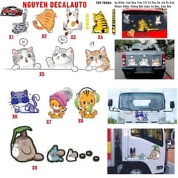 Miếng Dán Trang Trí Thân Xe Hơi, Xe Tải, Xe Máy Hình Mèo Vui Nhộn ( SL : 1cái ) 1