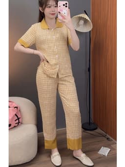 Bộ Lụa Mango Pỵajma Tay Ngắn Quần Dài Size 50-90kg - Đồ bộ mặc nhà tiện lợi 4