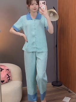Bộ Lụa Mango Pỵajma Tay Ngắn Quần Dài Size 50-90kg - Đồ bộ mặc nhà tiện lợi 9