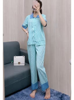 Bộ Lụa Mango Pỵajma Tay Ngắn Quần Dài Size 50-90kg - Đồ bộ mặc nhà tiện lợi 3