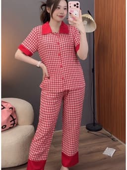 Bộ Lụa Mango Pỵajma Tay Ngắn Quần Dài Size 50-90kg - Đồ bộ mặc nhà tiện lợi 5