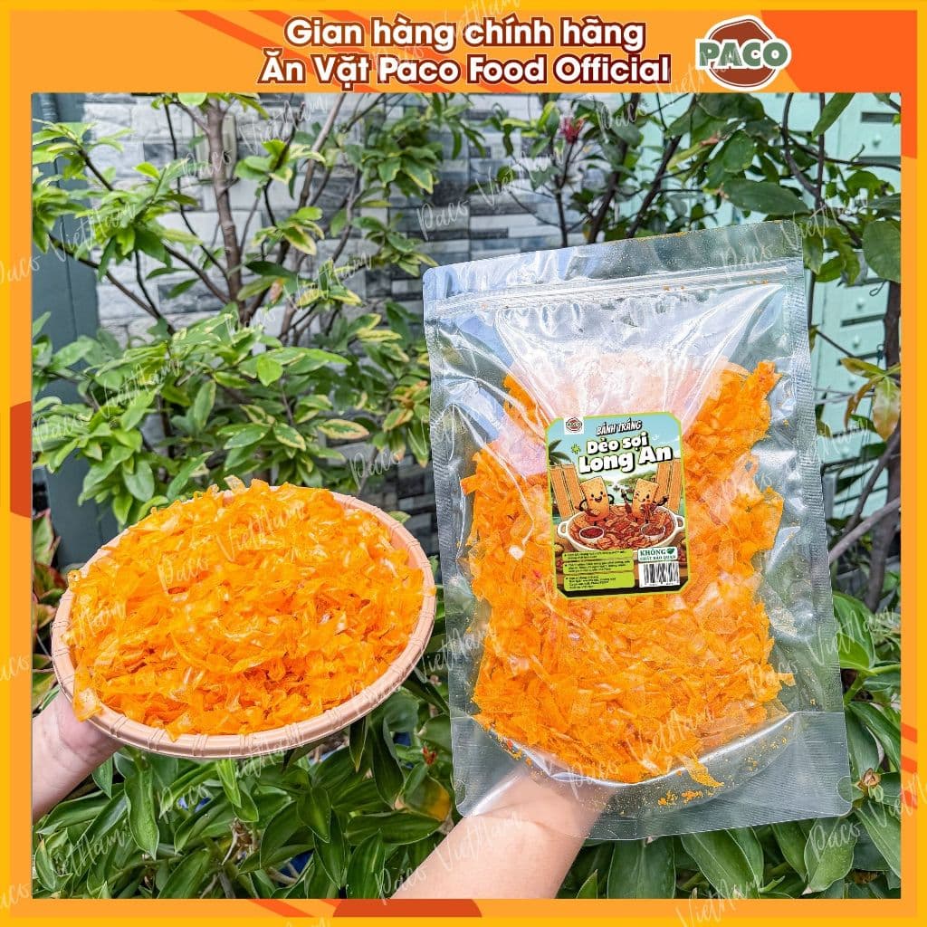 bánh tráng dẻo sợi sate Long An PACO FOOD ngon đậm sốt cay nồng mặn ngọt đậm đà hủ 350g/ túi 500g