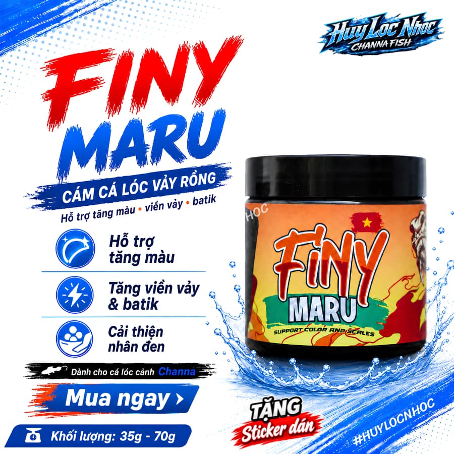 Cám FINY MARU 4mm 70g Cho Cá Lóc Vảy Rồng | Vảy Rồng Đỏ, Vảy Rồng Vàng | Hỗ Trợ Lên Màu Yellow Red, Hoa Văn Batik