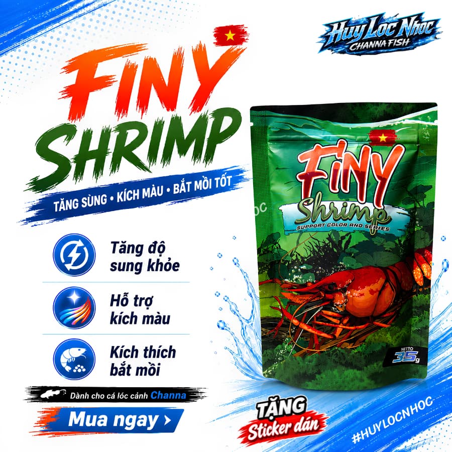 Tép Sấy FINY 35g Cao Đạm Cho Cá Cảnh | Thức Ăn Giàu Protein Hỗ Trợ Lên Màu | Cá Lóc, Cá Rồng, La Hán