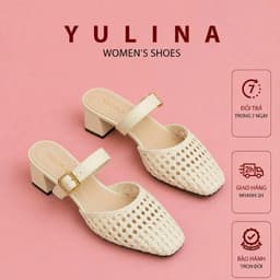 Giày dép đan 𝙔𝙐𝙇𝙄𝙉𝘼 công sở hở gót thanh lịch sang trọng cao 7P  R9 1