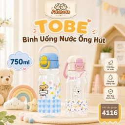 [ TOBE ] Bình Uống Nước Ống Hút 750ml Chính Hãng To Bé 1