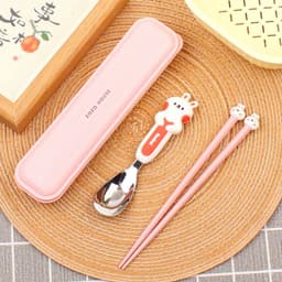 BỘ thìa đũa ZOZO 304 cao cấp hình động vật dễ thương, tặng hộp đựng vệ sinh tiện dụng 6