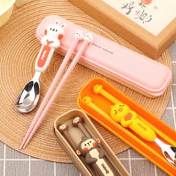 BỘ thìa đũa ZOZO 304 cao cấp hình động vật dễ thương, tặng hộp đựng vệ sinh tiện dụng 1