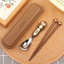 BỘ thìa đũa ZOZO 304 cao cấp hình động vật dễ thương, tặng hộp đựng vệ sinh tiện dụng 5