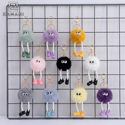 Móc Khoá Phụ Kiện Túi Xách Bông Lông Hình Tròn  Dễ Thương ZAMANI BAG PK16 1