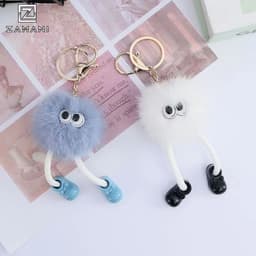Móc Khoá Phụ Kiện Túi Xách Bông Lông Hình Tròn  Dễ Thương ZAMANI BAG PK16 4