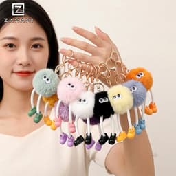 Móc Khoá Phụ Kiện Túi Xách Bông Lông Hình Tròn  Dễ Thương ZAMANI BAG PK16 2