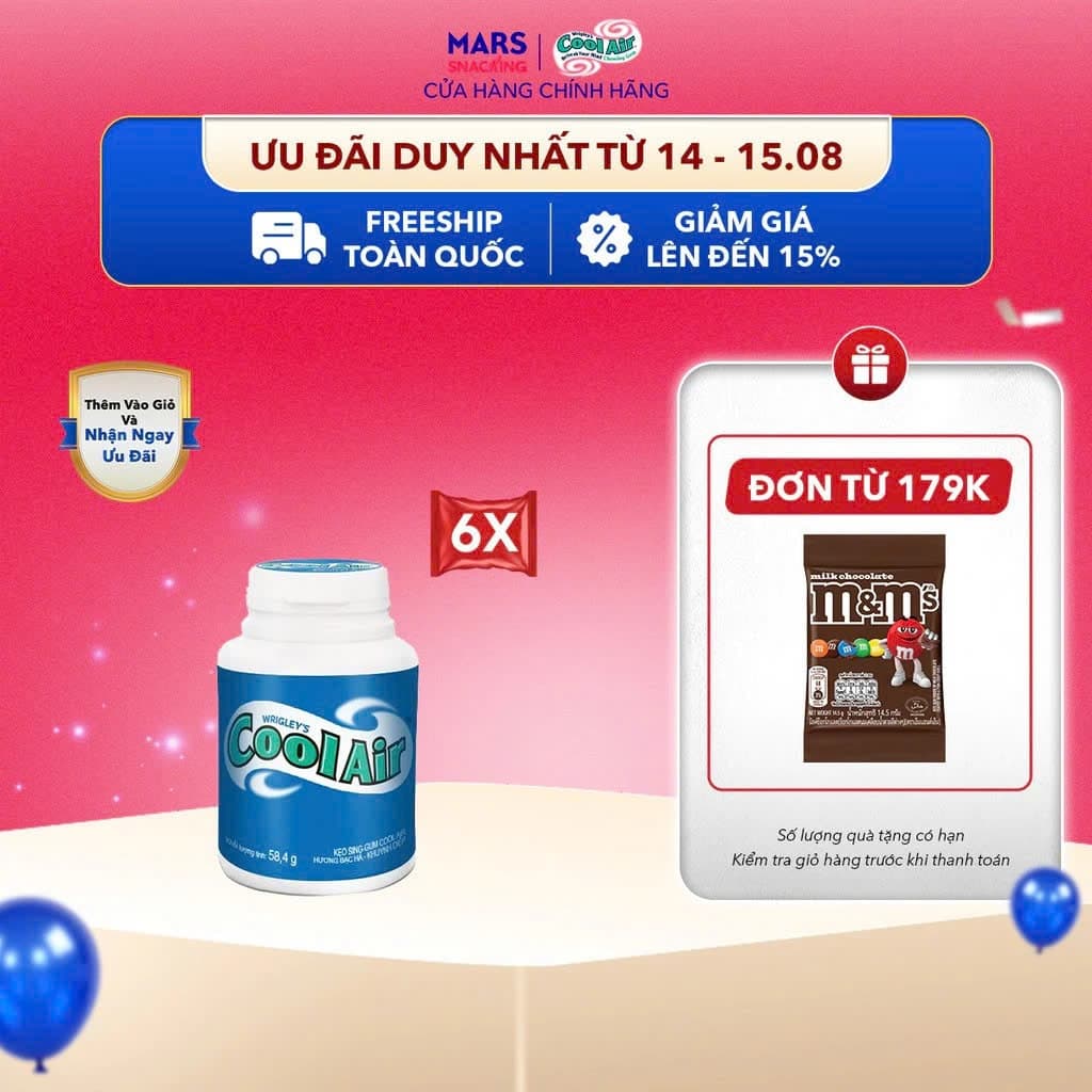 Combo 6 hũ kẹo Sing-gum Cool Air Candy hương bạc hà - khuynh diệp hũ 38 viên