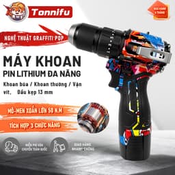 Máy Khoan Không Chổi Than 13mm Lực Siết 50N.m Tonnifu 16.8V Tích Hợp Vít Khoan Búa Model 1813XC 1