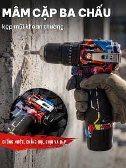 Máy Khoan Không Chổi Than 13mm Lực Siết 50N.m Tonnifu 16.8V Tích Hợp Vít Khoan Búa Model 1813XC 5