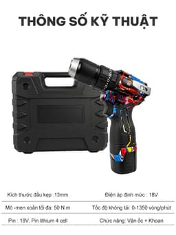 Máy Khoan Không Chổi Than 13mm Lực Siết 50N.m Tonnifu 16.8V Tích Hợp Vít Khoan Búa Model 1813XC 10