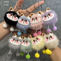 Phụ Kiện Túi Xách Móc Khoá Bông Xù Hình Mèo Dễ Thương ZAMANI PK18 4