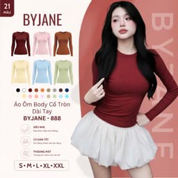 [MÀU MỚI] Áo Thun Nữ Dài Tay Cổ Tròn Basic Co Giãn 4 Chiều Ôm Body Mềm Mịn Thời Trang BYJANE - 888 1