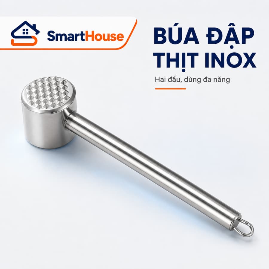 Búa Đập Thịt Inox 304 Hai Đầu, Búa Dầm Thịt Đa Năng