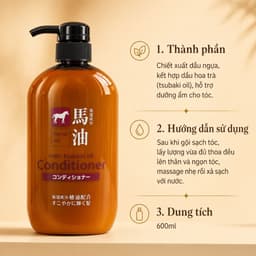 Dầu Xả Dưỡng Ẩm Tóc Kumano Cosme Station Horse Oil Conditioner 600ml - Dưỡng tóc mềm mượt 2