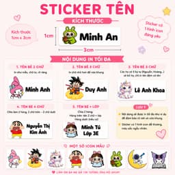 Sticker Tên Bé Chống Nước In Theo Yêu Cầu - Nhãn Dán Tên Học Sinh Dán Sách Vở, Bình Nước, Đồ Dùng Học Tập Tiệm In Hadana 2