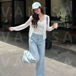 Áo Khoác Cardigan Nữ Mỏng Nhẹ Mát Trơn 4 Cúc Dáng Dài Tay Dài Chất Cotton Giấy VANISA 902 8