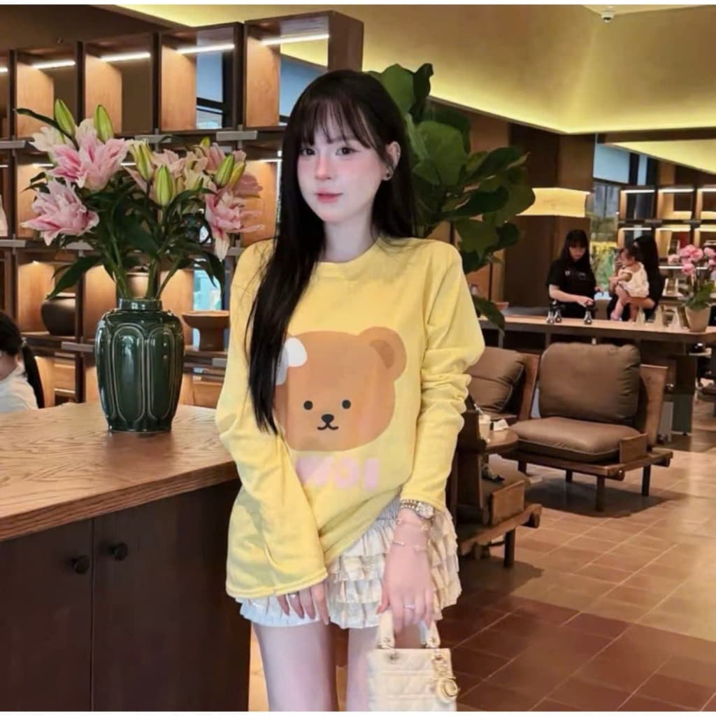 Áo thun nữ mỏng nhẹ chất giấy in hình gấu dễ thương tại FORMESTORE GD7