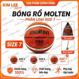 Quả bóng rổ da PU cao cấp Molten số 5 ,  6 ,  7  - tặng kim bơm và túi lưới 4